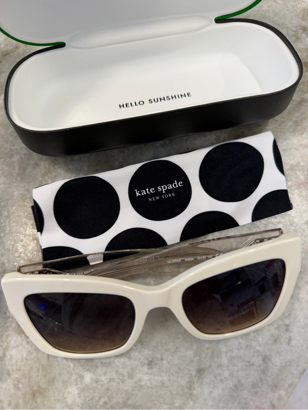 kate spade Ivory White Cat-Eye Sunglasses with Gradient Lenses